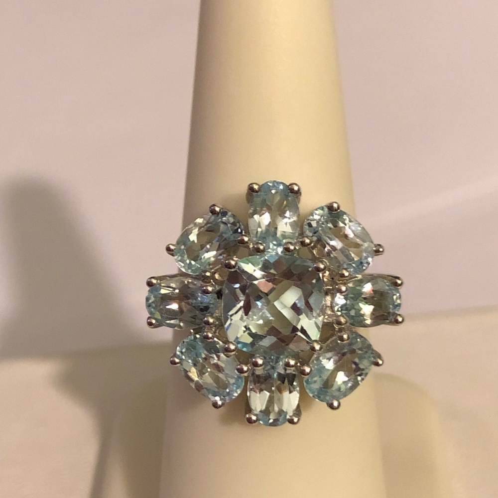 Swiss Blue Topaz Ring 7.70 ctw